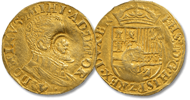 Lote 508. World Coins. Flanders. Philip II of Spain. 1/2 Real d'or from 1555 to 1576. Antwerp Mint. With countermark.