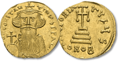 Lot 1272. Constans II. 641-668. AV Solidus. Constantinople mint.