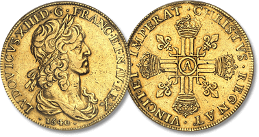 Lot 761. FRANCE / CAPÉTIENS. Louis XIII (1610-1643). Essai de dix louis d’or à la tête laurée et buste drapé 1640, A, Paris.