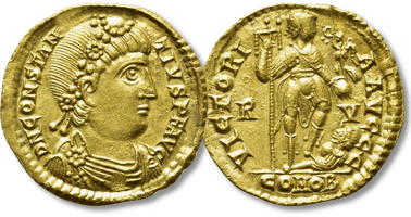 Lot 910. CONSTANTIUS III (421). GOLD Solidus. Ravenna.