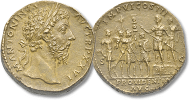 Lot 565. Marcus Aurelius, 161-180. Sestertius. Rome, AD 171-172.