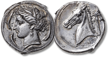 Lot 8. Sicily, Siculo-Punic. The Carthaginians in Sicily. AR-Tetradrachm. Circa 320-310 BC.