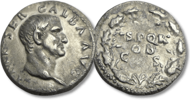 Lot 252. Galba. AD 68-69. AR Denarius. Rome mint. Struck circa July AD 68-January 69.