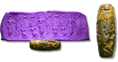 Lot 635. MESOPOTAMIA .Stone cylinder seal. Jamdet Nasr Period, circa 3100-2900 BC.