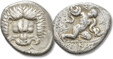 Lot 8. Ionia Samos AR tridrachm or Double Siglos Circa 405 BC, mint.