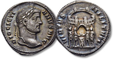 Lot 693. DIOCLETIAN (284-305). Argenteus. Ticinum.